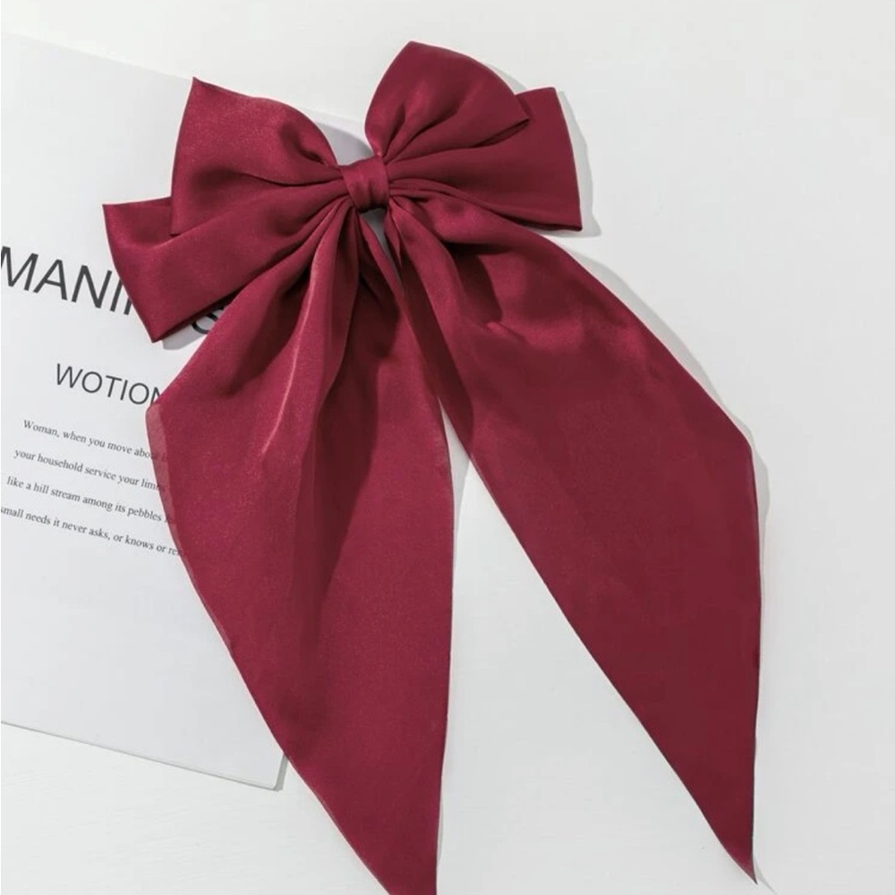 Hair clip burgundy bow